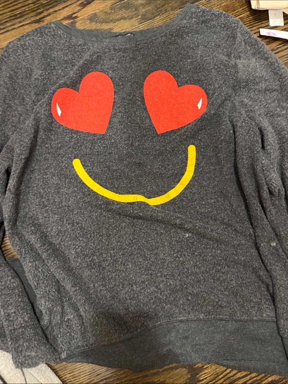 Wildfox Charcoal Heart-Eyes Smile Sweatshirt
